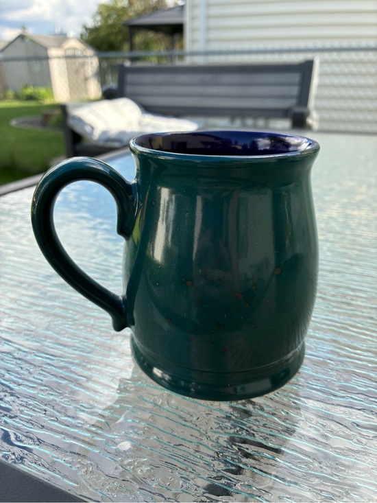 Gibson Housewares Other - Gibson Housewares Green Blue Two-Tone Speckled Belly Shape Mug